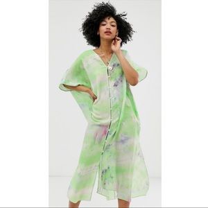 & OTHER STORIES -Green Lyocell Blend Tie Dye Kaftan Dress (NWT)